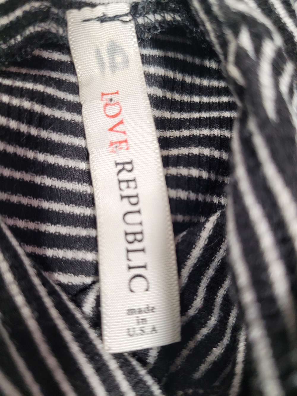 Kids Black & White Striped Mock Neck Top - Picture 2 of 3